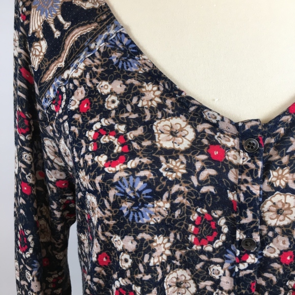 Lucky Brand boho tunic knit blouse size L - Picture 2 of 7